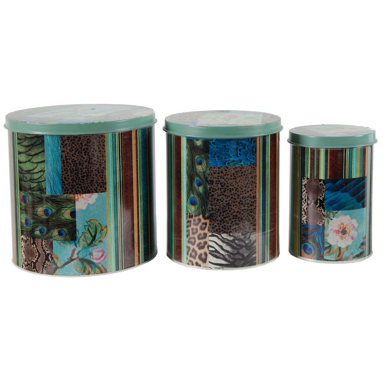 A B Home 3 Piece Peacock Kitchen Canister Set Wayfair   3 Piece Peacock Kitchen Canister Set 